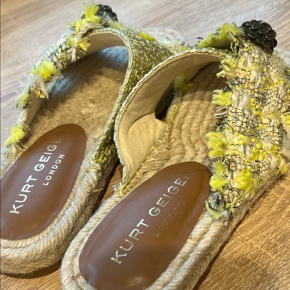 Kurt Geiger Yellow and Cream Kensington Tweed Slides - Picture 9 of 9